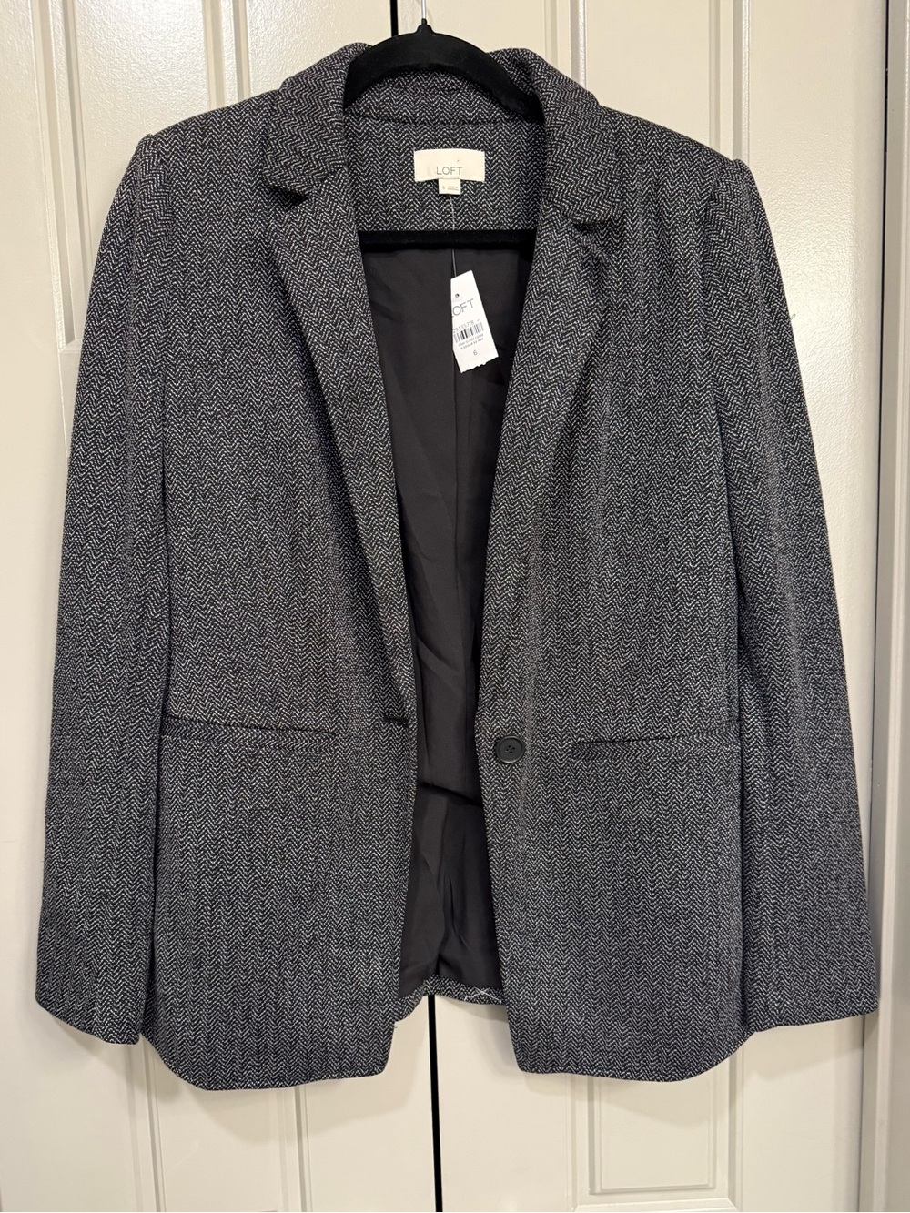 LOFT Black & White Blazer Size 6 NWT Classic Career Jacket